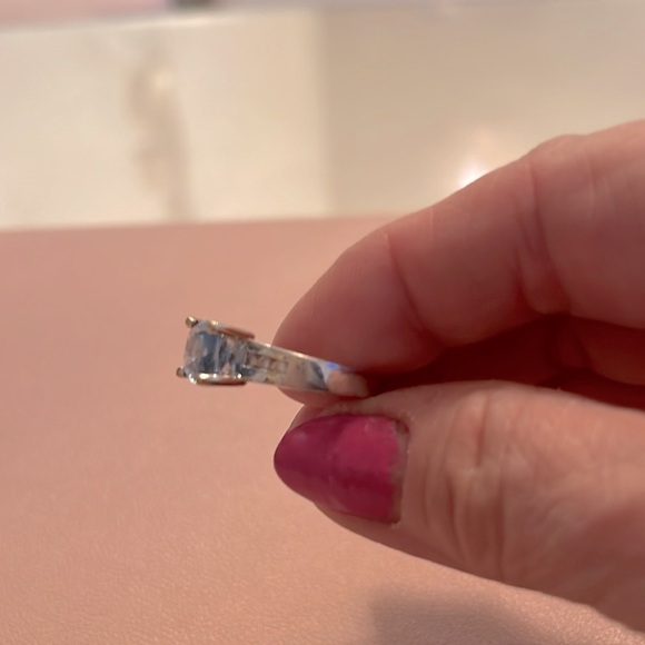 Aquamarine 14K White Gold sz6 w/gold prongs - Picture 3 of 4